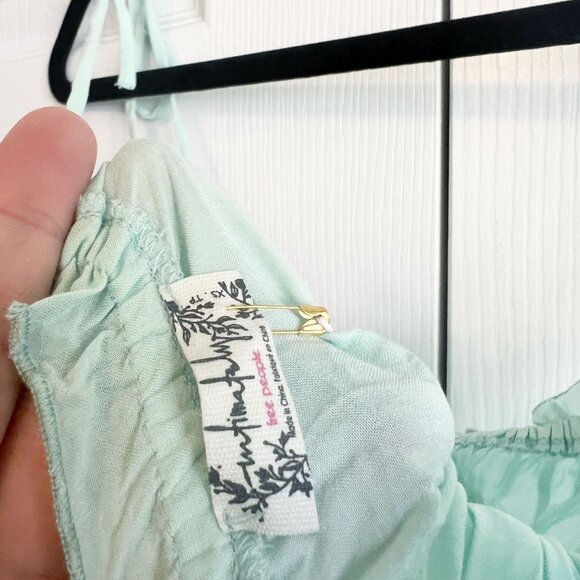 Free People Bardot Clear Sea Green Tie Shoulder Bodysuit Women's Size X-Small XS - Picture 8 of 10